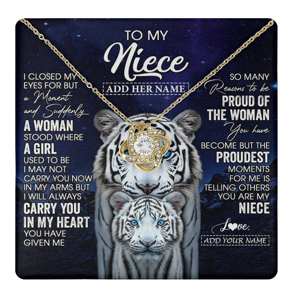 Personalized To My Niece Necklace From Aunt Uncle I Close My Eyes White Tiger Niece Birthday Gift Graduation Christmas Custom Gift Box Message Card
