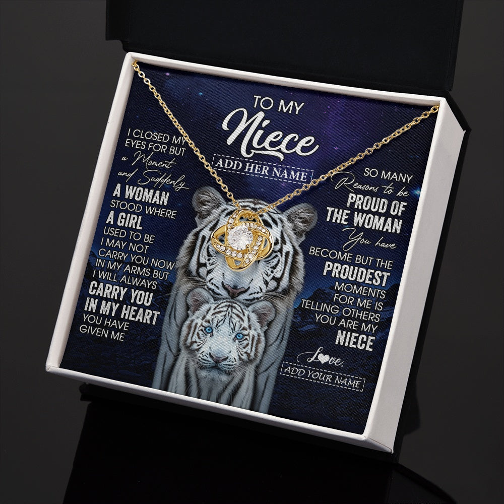 Personalized To My Niece Necklace From Aunt Uncle I Close My Eyes White Tiger Niece Birthday Gift Graduation Christmas Custom Gift Box Message Card