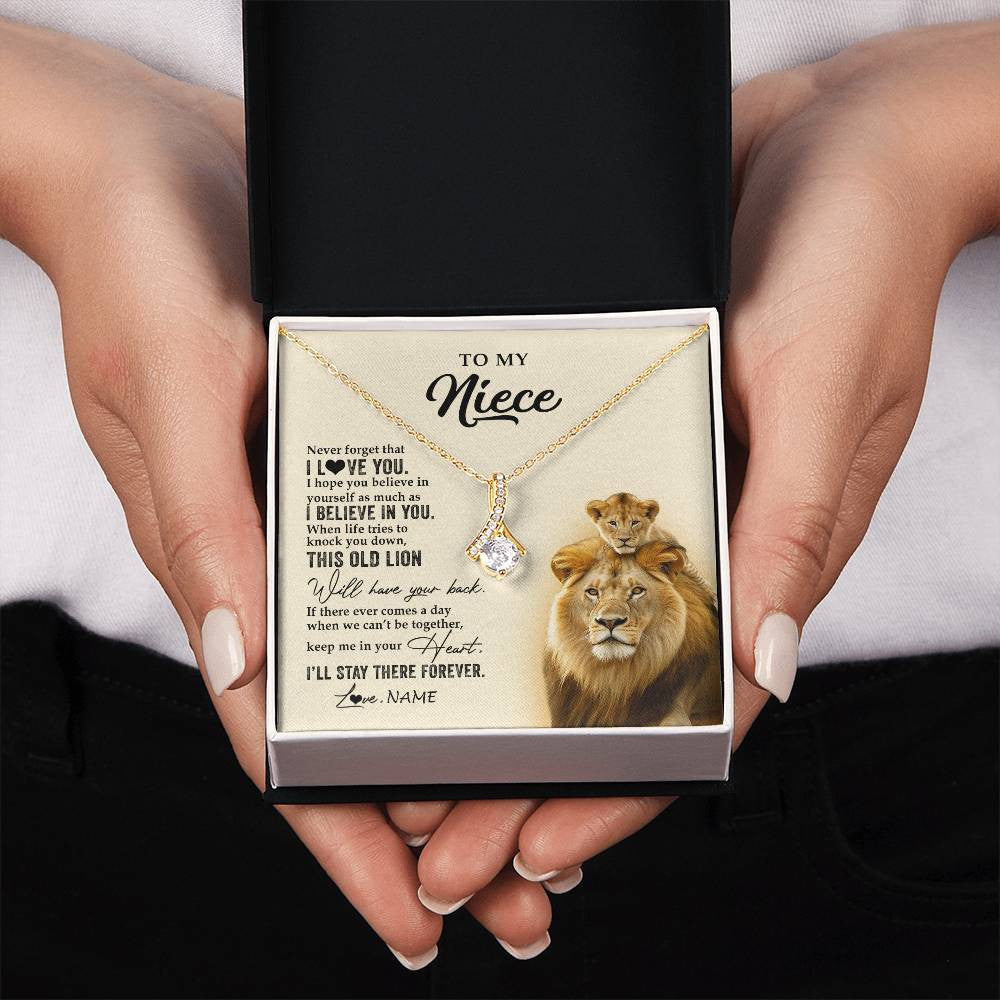 Personalized To My Niece Necklace From Uncle This Old Lion Never Forget I Love You Niece Jewelry Birthday Graduation Christmas Customized Gift Box Message Card