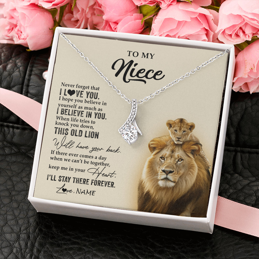 Personalized To My Niece Necklace From Uncle This Old Lion Never Forget I Love You Niece Jewelry Birthday Graduation Christmas Customized Gift Box Message Card