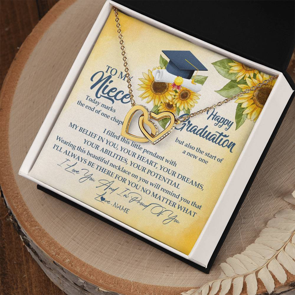 Personalized To My Niece On Her Graduation Day Necklace Flower I Love You I'm Proud Of You Class of 2025 Niece Jewelry Customized Gift Box Message Card