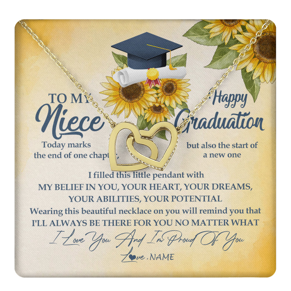 Personalized To My Niece On Her Graduation Day Necklace Flower I Love You I'm Proud Of You Class of 2025 Niece Jewelry Customized Gift Box Message Card
