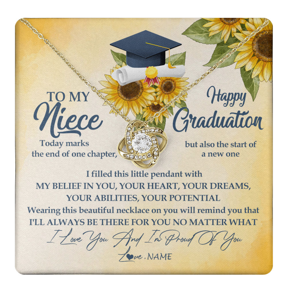 Personalized To My Niece On Her Graduation Day Necklace Flower I Love You I'm Proud Of You Class of 2025 Niece Jewelry Customized Gift Box Message Card