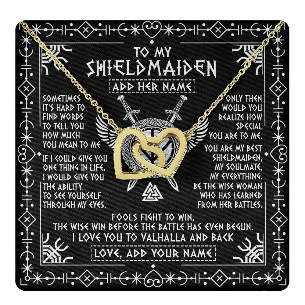 Personalized To My Shieldmaiden Gifts Necklace Viking Valhalla Scandinavian For Girlfriend Wife Custom Birthday Romantic Jewelry Gift Box Message Card