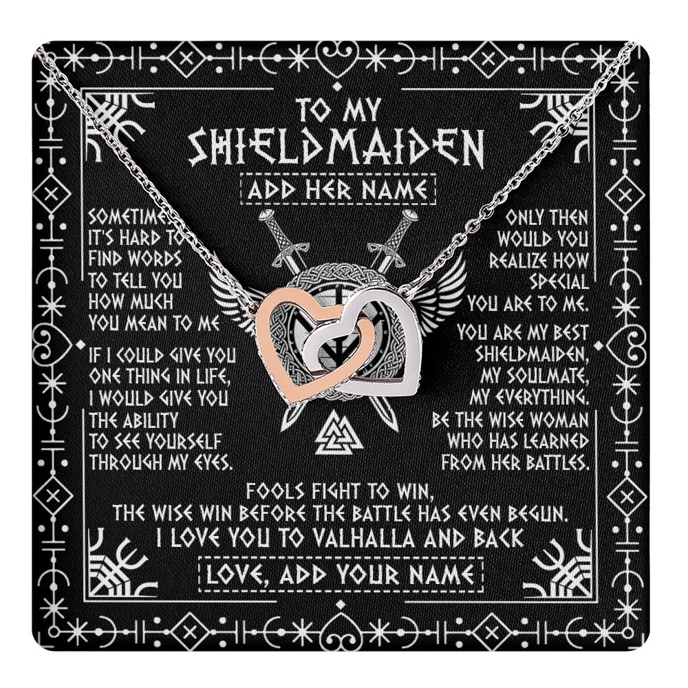 Personalized To My Shieldmaiden Gifts Necklace Viking Valhalla Scandinavian For Girlfriend Wife Custom Birthday Romantic Jewelry Gift Box Message Card
