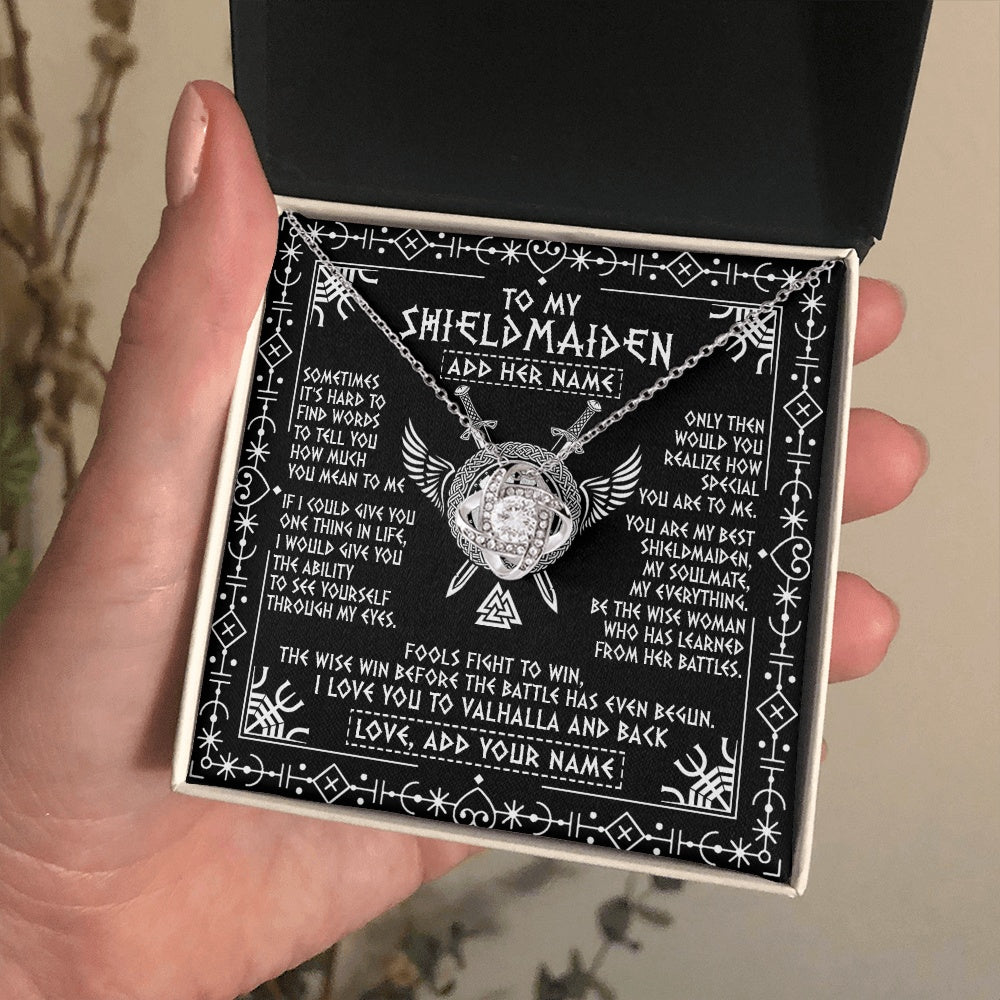 Personalized To My Shieldmaiden Gifts Necklace Viking Valhalla Scandinavian For Girlfriend Wife Custom Birthday Romantic Jewelry Gift Box Message Card