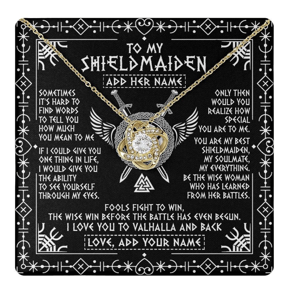 Personalized To My Shieldmaiden Gifts Necklace Viking Valhalla Scandinavian For Girlfriend Wife Custom Birthday Romantic Jewelry Gift Box Message Card