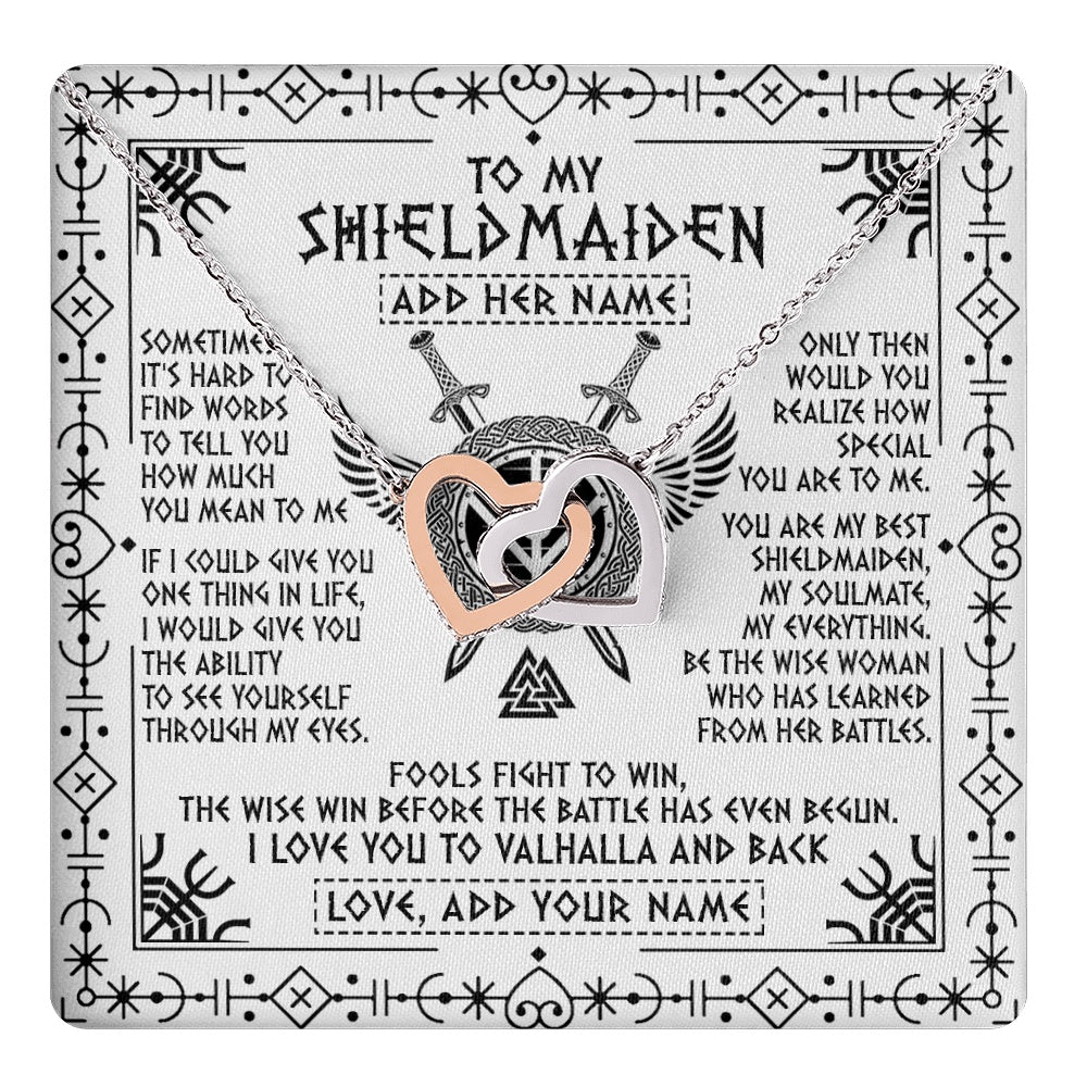 Personalized To My Shieldmaiden Gifts Necklace Viking Valhalla Scandinavian For Wife Girlfriend Custom Anniversary Birthday Jewelry Gift Box Message Card