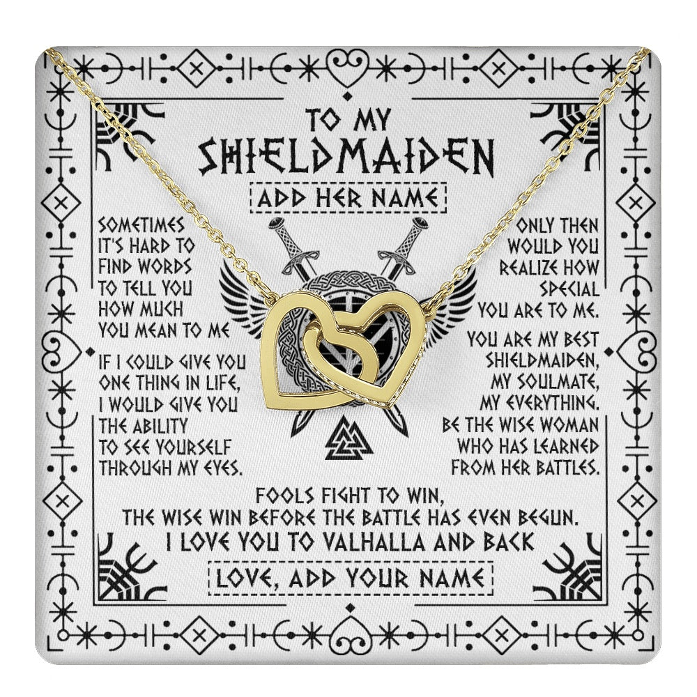 Personalized To My Shieldmaiden Gifts Necklace Viking Valhalla Scandinavian For Wife Girlfriend Custom Anniversary Birthday Jewelry Gift Box Message Card