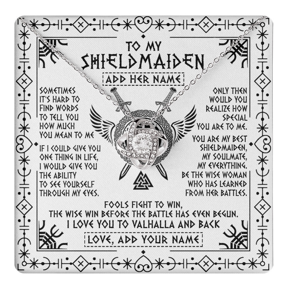 Personalized To My Shieldmaiden Gifts Necklace Viking Valhalla Scandinavian For Wife Girlfriend Custom Anniversary Birthday Jewelry Gift Box Message Card