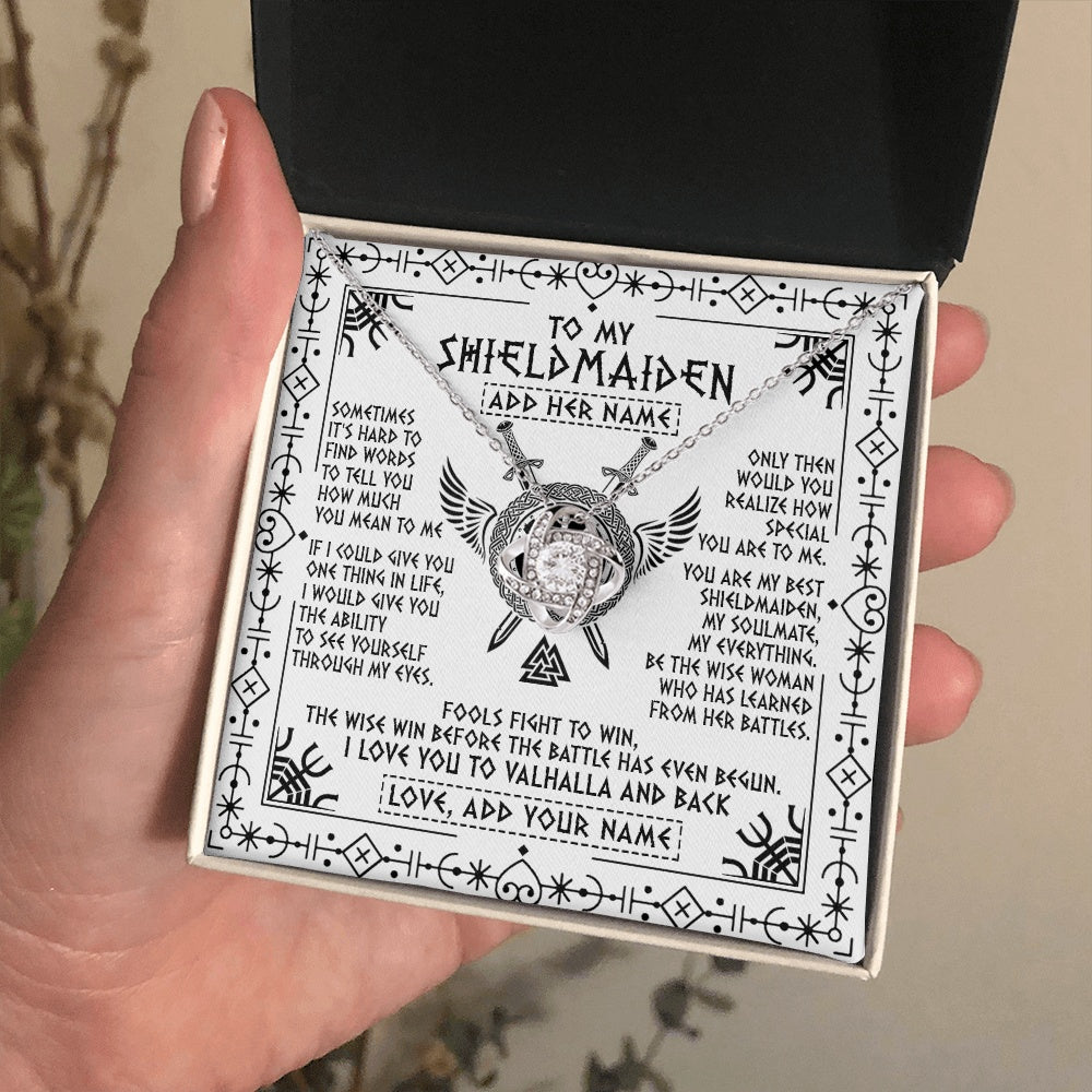 Personalized To My Shieldmaiden Gifts Necklace Viking Valhalla Scandinavian For Wife Girlfriend Custom Anniversary Birthday Jewelry Gift Box Message Card