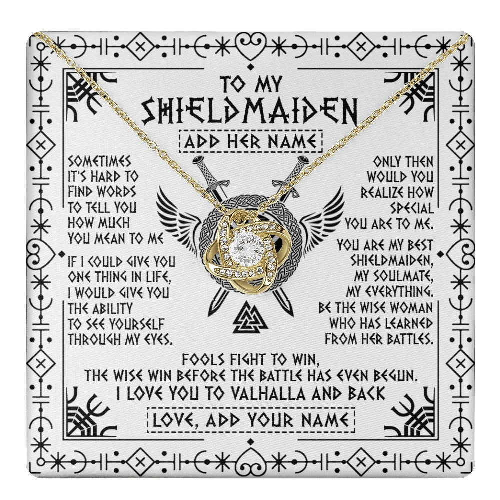 Personalized To My Shieldmaiden Gifts Necklace Viking Valhalla Scandinavian For Wife Girlfriend Custom Anniversary Birthday Jewelry Gift Box Message Card