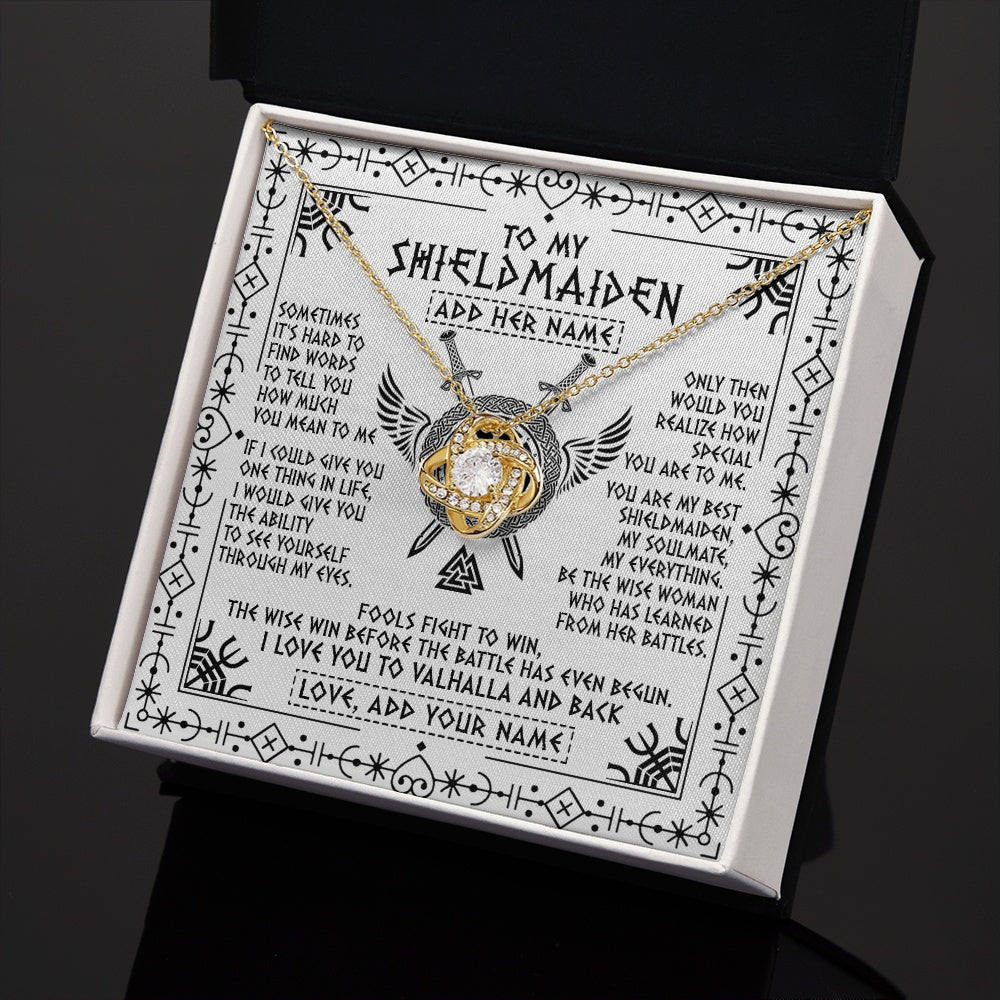 Personalized To My Shieldmaiden Gifts Necklace Viking Valhalla Scandinavian For Wife Girlfriend Custom Anniversary Birthday Jewelry Gift Box Message Card