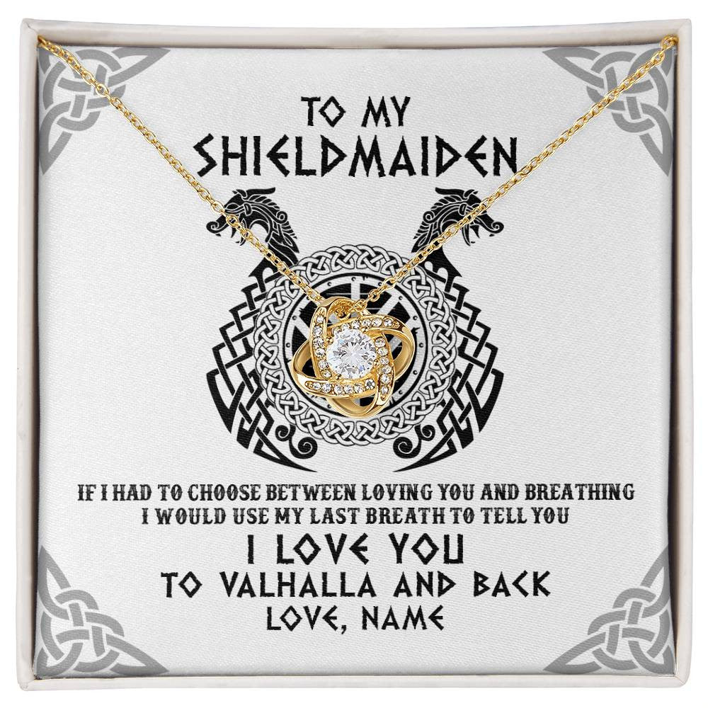 Personalized To My Shieldmaiden Necklace From Husband I Love You to Valhalla Viking Jewelry Women Birthday Wife Girlfriend Anniversary Customized Message Card