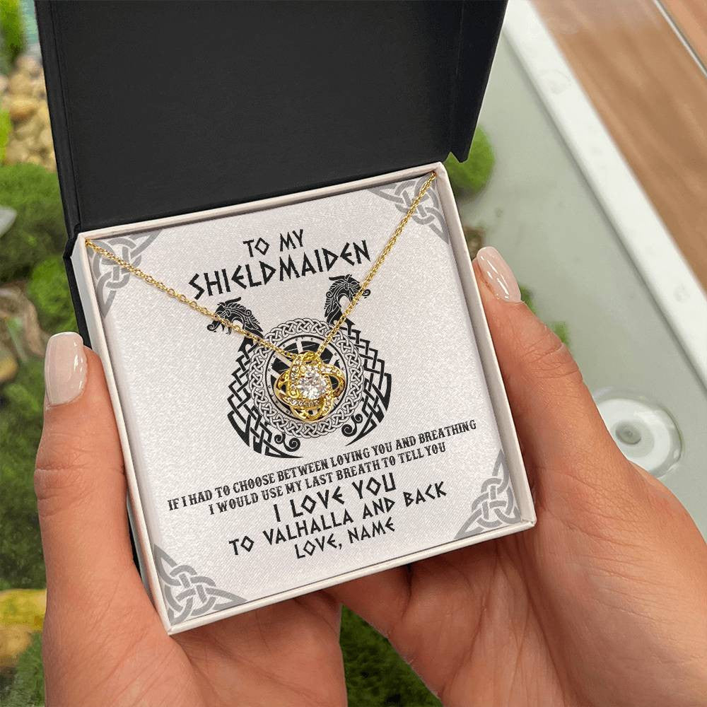 Personalized To My Shieldmaiden Necklace From Husband I Love You to Valhalla Viking Jewelry Women Birthday Wife Girlfriend Anniversary Customized Message Card