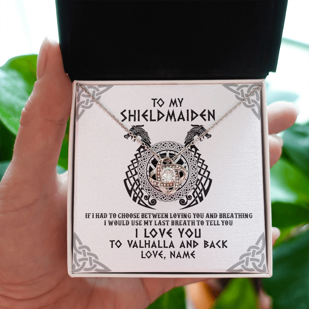 Personalized To My Shieldmaiden Necklace From Husband I Love You to Valhalla Viking Jewelry Women Birthday Wife Girlfriend Anniversary Customized Message Card