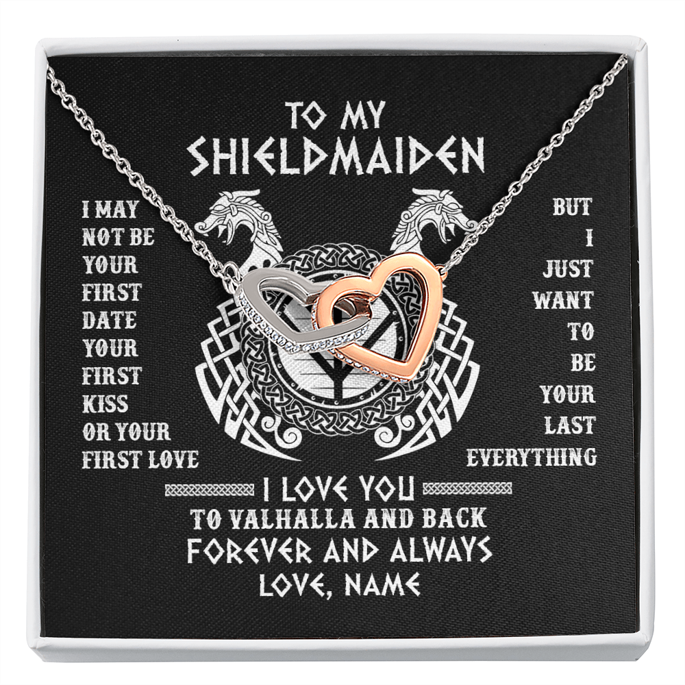 Personalized To My Shieldmaiden Necklace I Love You to Valhalla and Back Viking Jewelry For Women Birthday Wife Girlfriend Anniversary Customized Message Card