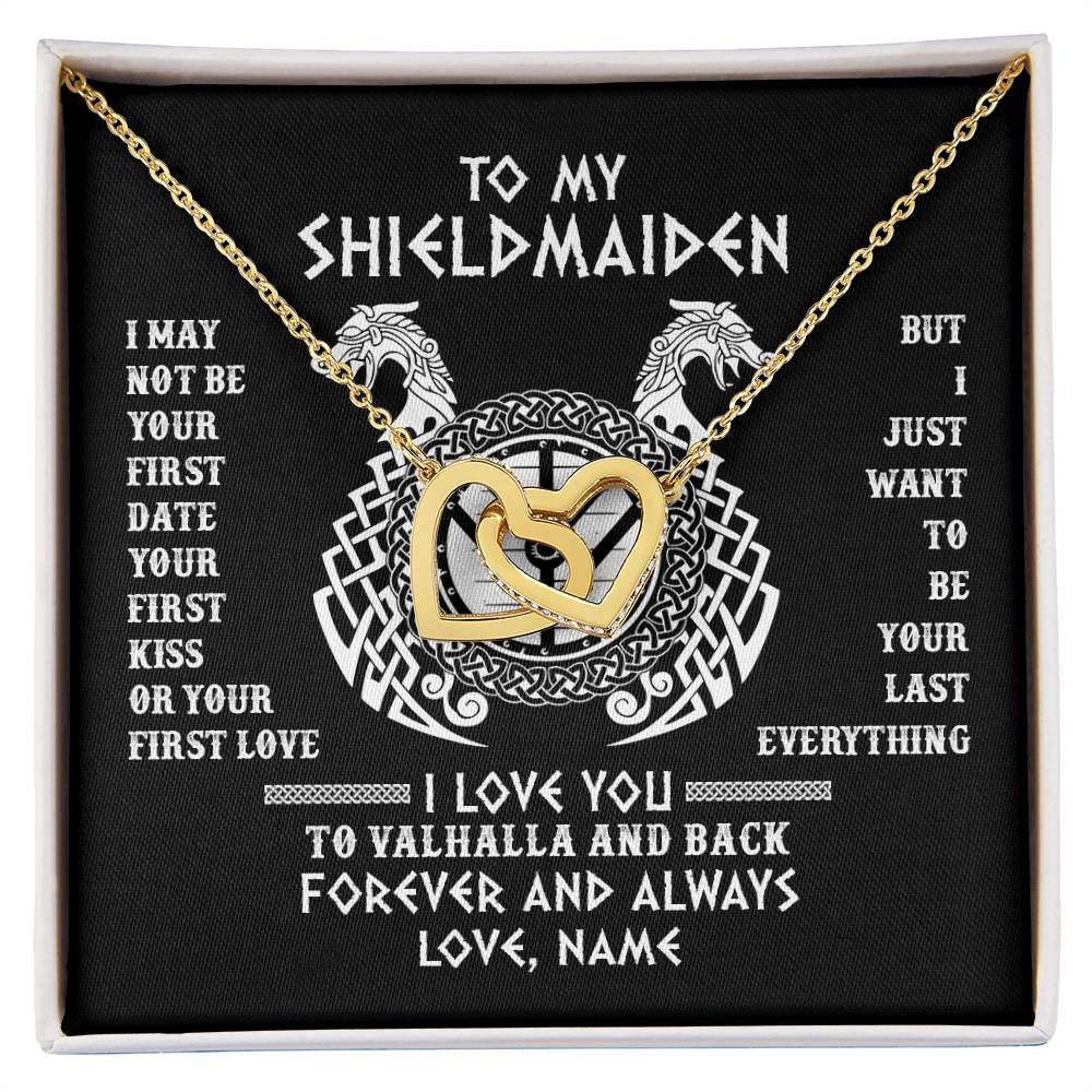 Personalized To My Shieldmaiden Necklace I Love You to Valhalla and Back Viking Jewelry For Women Birthday Wife Girlfriend Anniversary Customized Message Card
