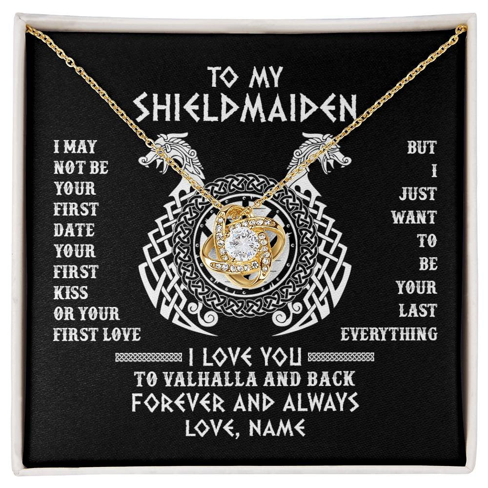 Personalized To My Shieldmaiden Necklace I Love You to Valhalla and Back Viking Jewelry For Women Birthday Wife Girlfriend Anniversary Customized Message Card