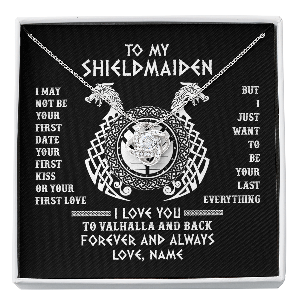 Personalized To My Shieldmaiden Necklace I Love You to Valhalla and Back Viking Jewelry For Women Birthday Wife Girlfriend Anniversary Customized Message Card