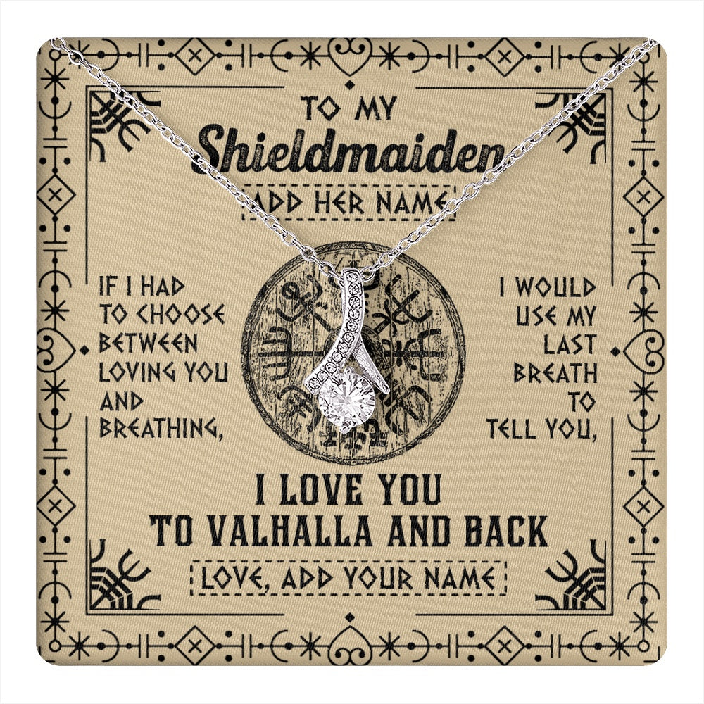 Personalized To My Shieldmaiden Necklace Viking I Love You Valhalla Wife Viking Jewelry For Women Girlfriend Birthday Gifts Christmas Gift Box Message Card