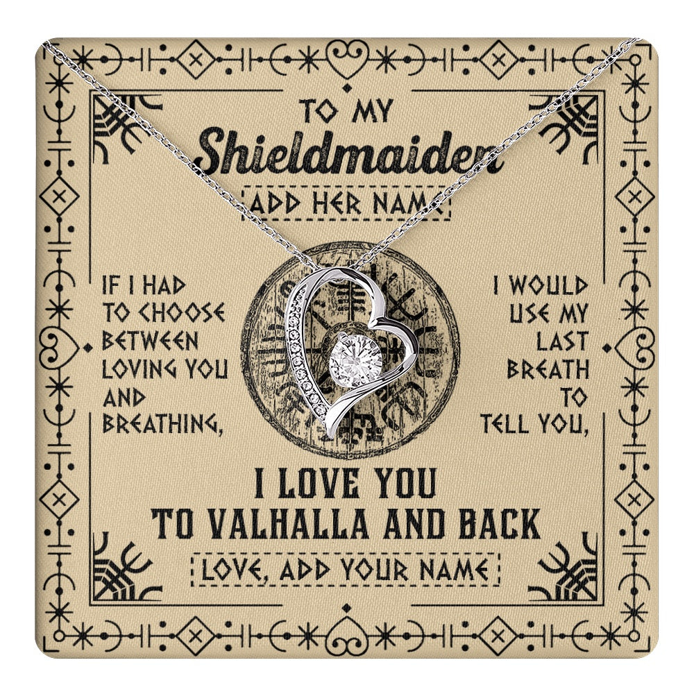 Personalized To My Shieldmaiden Necklace Viking I Love You Valhalla Wife Viking Jewelry For Women Girlfriend Birthday Gifts Christmas Gift Box Message Card