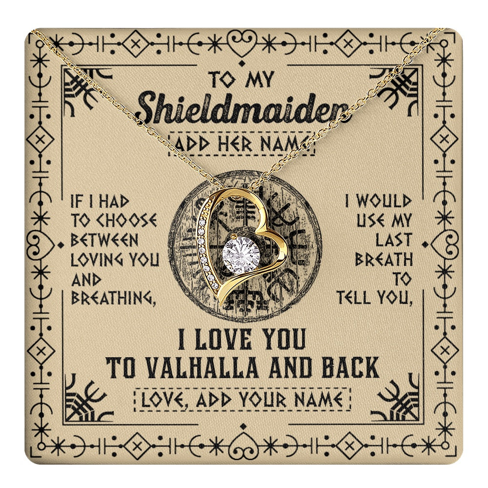 Personalized To My Shieldmaiden Necklace Viking I Love You Valhalla Wife Viking Jewelry For Women Girlfriend Birthday Gifts Christmas Gift Box Message Card
