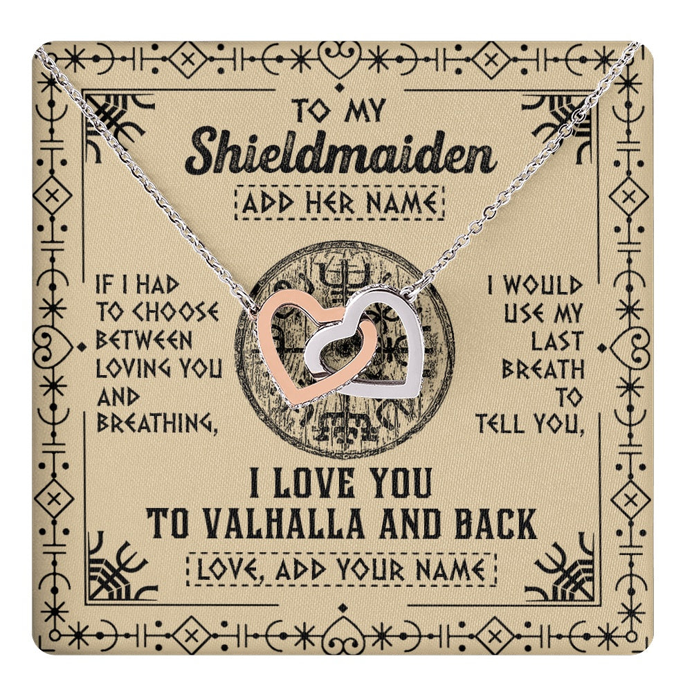 Personalized To My Shieldmaiden Necklace Viking I Love You Valhalla Wife Viking Jewelry For Women Girlfriend Birthday Gifts Christmas Gift Box Message Card