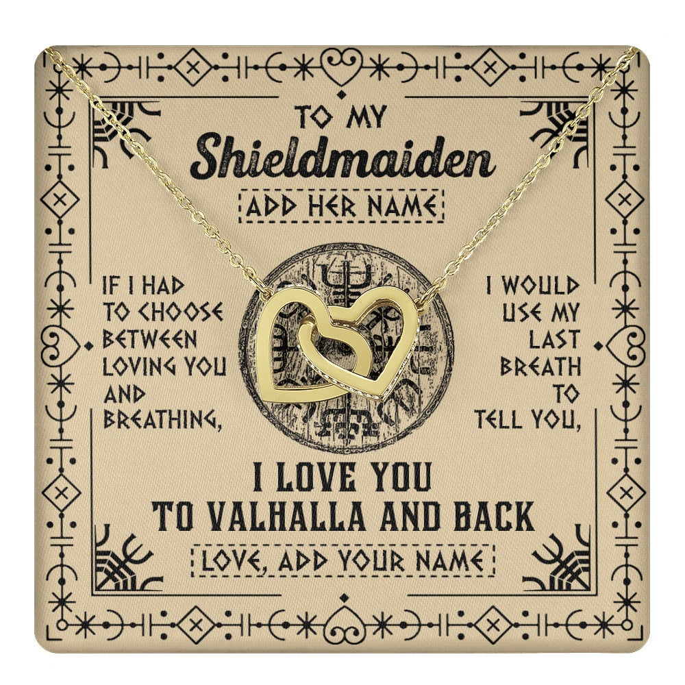 Personalized To My Shieldmaiden Necklace Viking I Love You Valhalla Wife Viking Jewelry For Women Girlfriend Birthday Gifts Christmas Gift Box Message Card