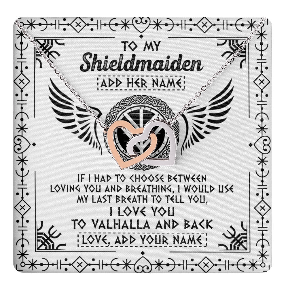 Personalized To My Shieldmaiden Necklace Viking Jewelry For Women I Love You Valhalla Gift For Wife Girlfriend Birthday Christmas Custom Gift Box Message Card