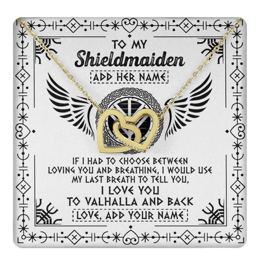 Personalized To My Shieldmaiden Necklace Viking Jewelry For Women I Love You Valhalla Gift For Wife Girlfriend Birthday Christmas Custom Gift Box Message Card