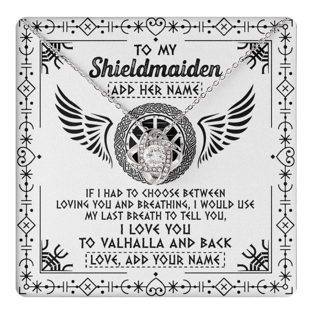 Personalized To My Shieldmaiden Necklace Viking Jewelry For Women I Love You Valhalla Gift For Wife Girlfriend Birthday Christmas Custom Gift Box Message Card