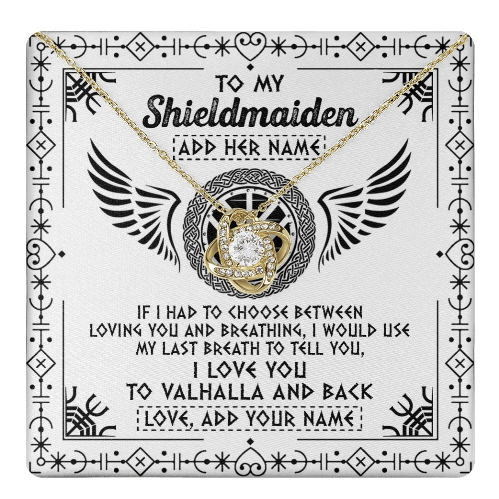 Personalized To My Shieldmaiden Necklace Viking Jewelry For Women I Love You Valhalla Gift For Wife Girlfriend Birthday Christmas Custom Gift Box Message Card