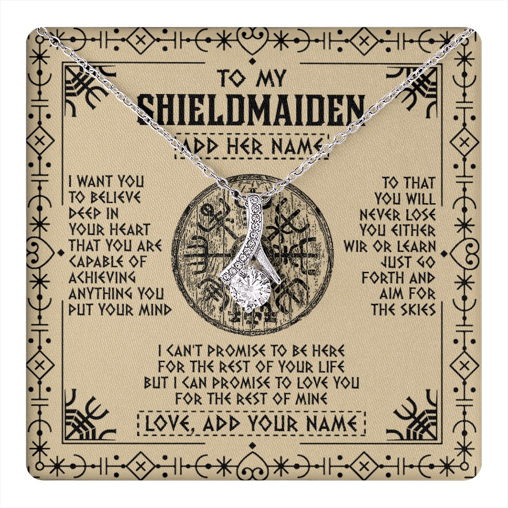 Personalized To My Shieldmaiden Necklace Viking Never Lose Niece Granddaughter Daughter Birthday Gifts Christmas Jewelry Customized Gift Box Message Card