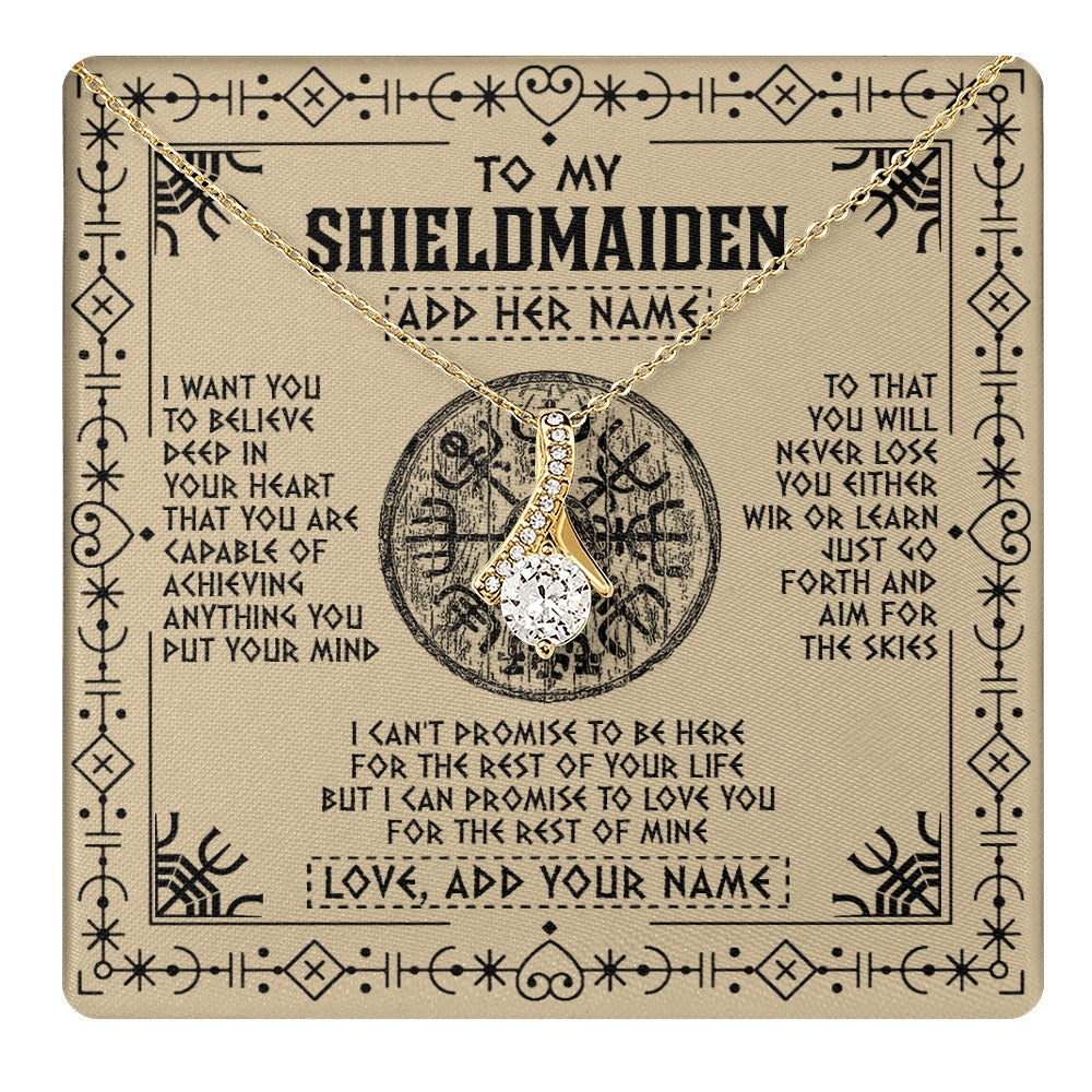 Personalized To My Shieldmaiden Necklace Viking Never Lose Niece Granddaughter Daughter Birthday Gifts Christmas Jewelry Customized Gift Box Message Card