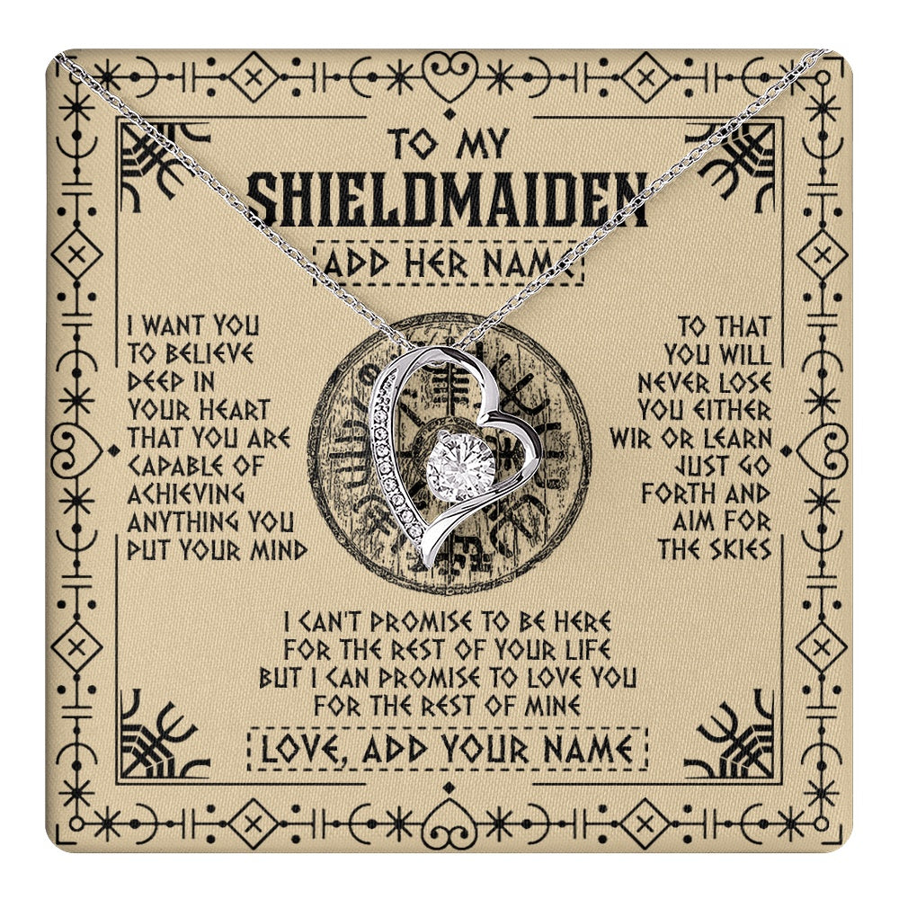 Personalized To My Shieldmaiden Necklace Viking Never Lose Niece Granddaughter Daughter Birthday Gifts Christmas Jewelry Customized Gift Box Message Card