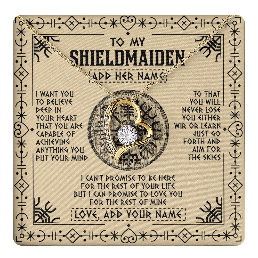 Personalized To My Shieldmaiden Necklace Viking Never Lose Niece Granddaughter Daughter Birthday Gifts Christmas Jewelry Customized Gift Box Message Card