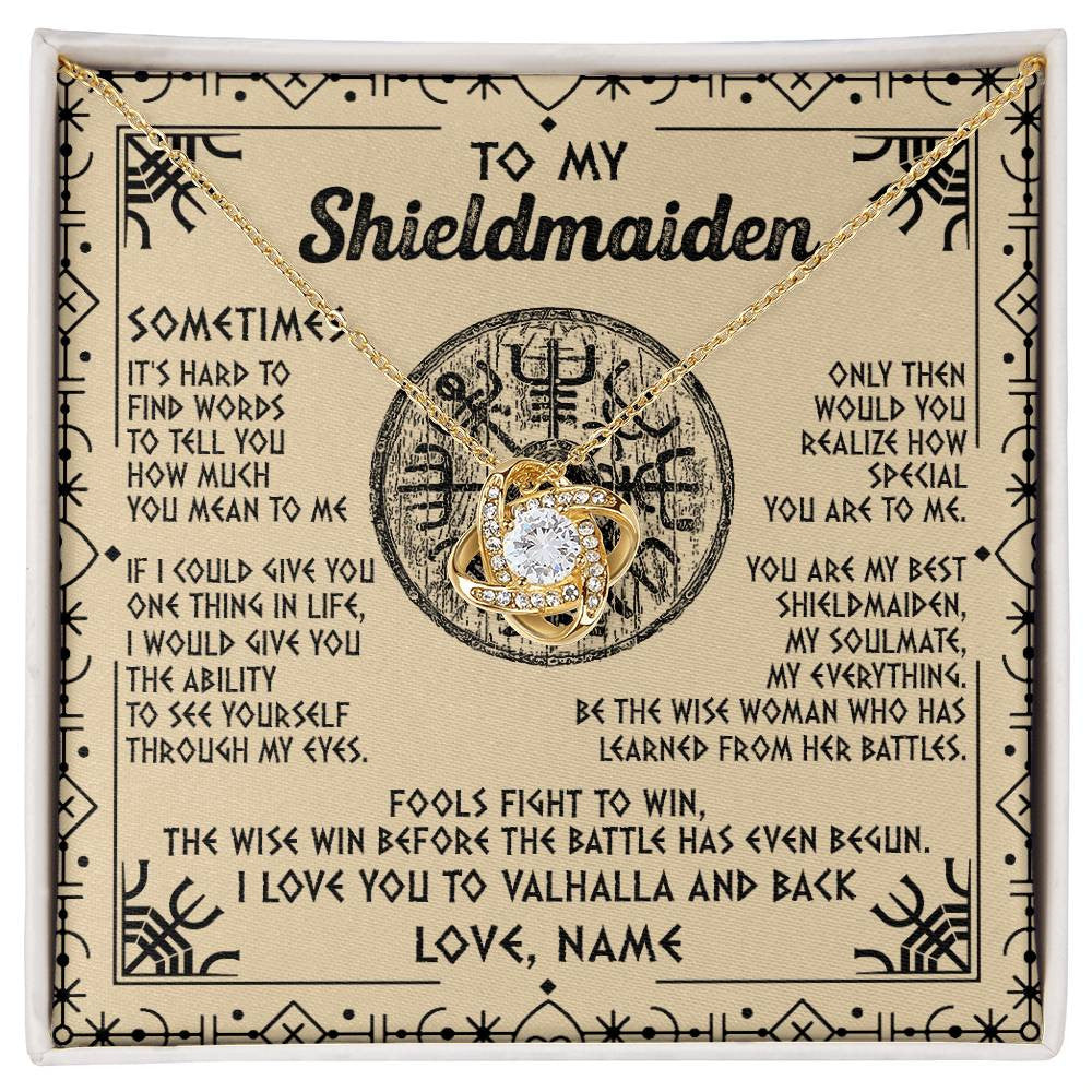 Personalized To My Shieldmaiden Necklace Viking Vintage I Love You to Valhalla Jewelry Fiancee Wife Girlfriend Birthday Anniversary Customized Message Card