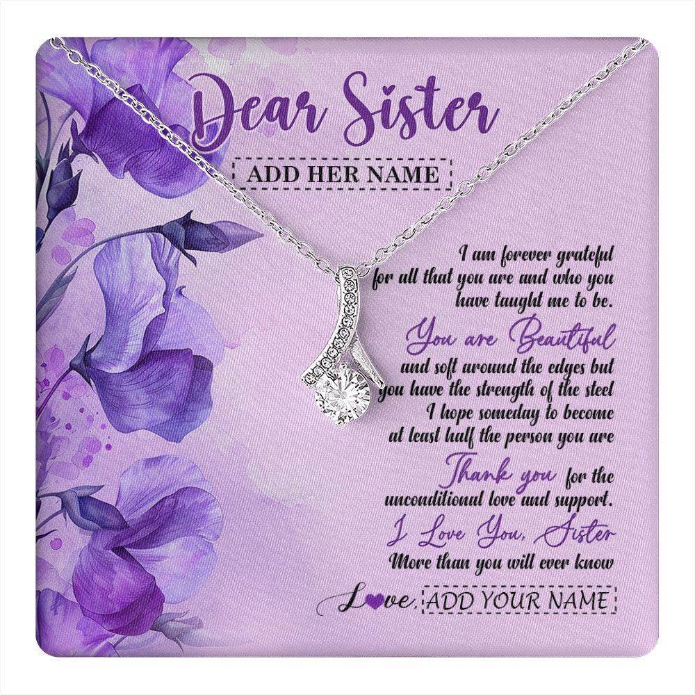 Personalized To My Sister Gifts Necklace Flower You Are Beautiful Gifts For Sister Birthday Gifts Sister Graduation Christmas Gift Box Message Card