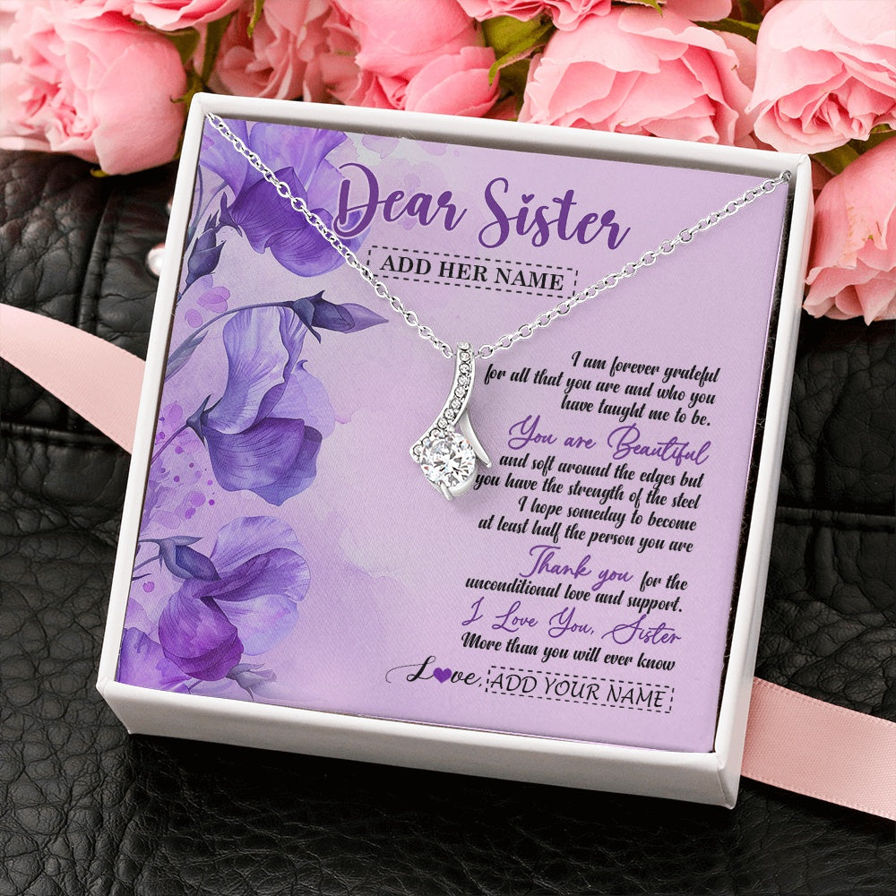Personalized To My Sister Gifts Necklace Flower You Are Beautiful Gifts For Sister Birthday Gifts Sister Graduation Christmas Gift Box Message Card