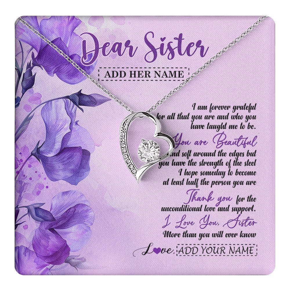 Personalized To My Sister Gifts Necklace Flower You Are Beautiful Gifts For Sister Birthday Gifts Sister Graduation Christmas Gift Box Message Card