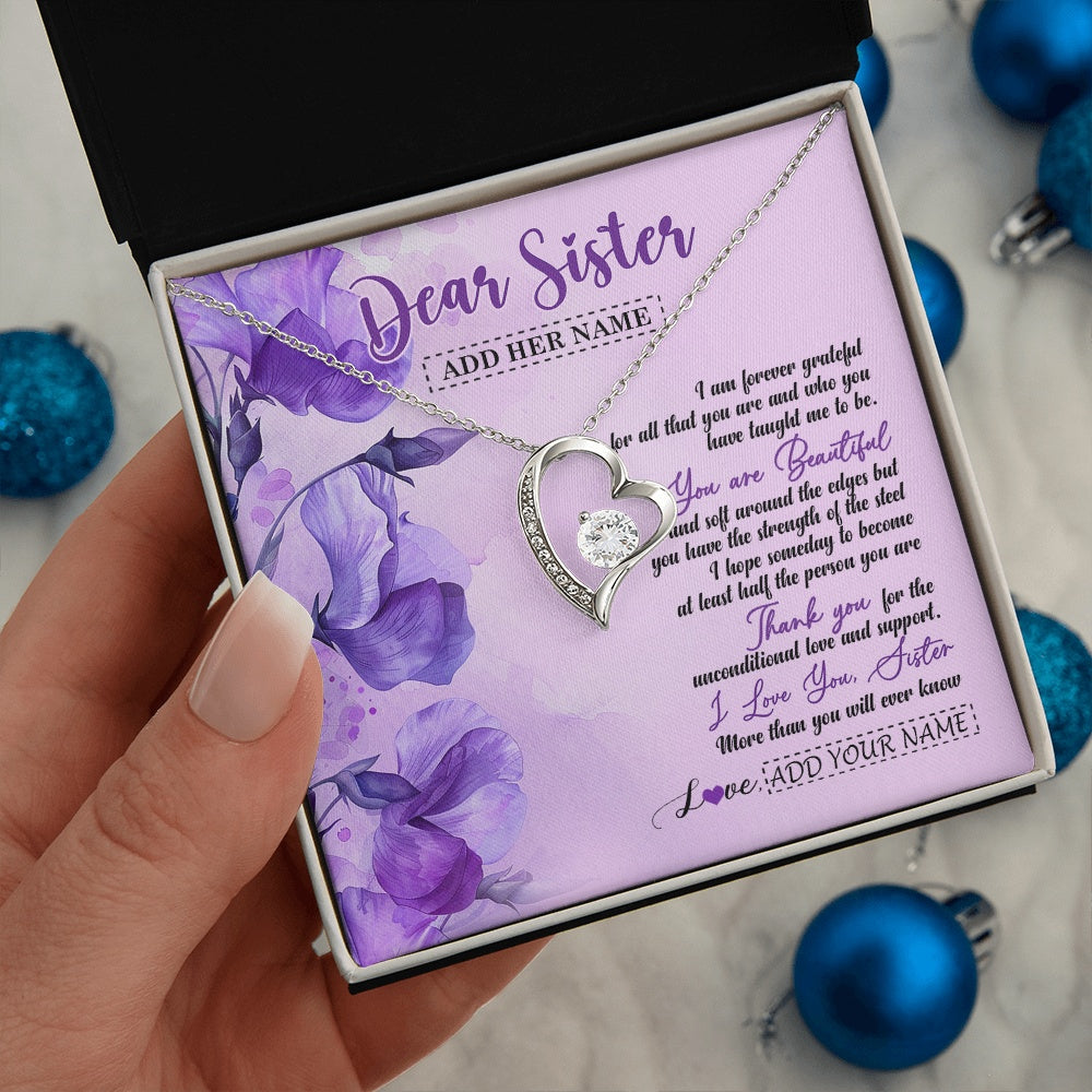 Personalized To My Sister Gifts Necklace Flower You Are Beautiful Gifts For Sister Birthday Gifts Sister Graduation Christmas Gift Box Message Card