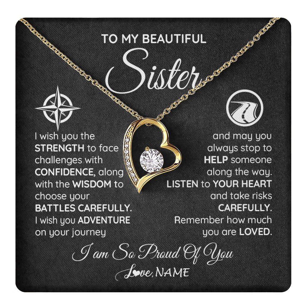 Personalized To My Sister Necklace From Brother I Wish You The Strength Sister Birthday Graduation Inspirational Customized Gift Box Message Card