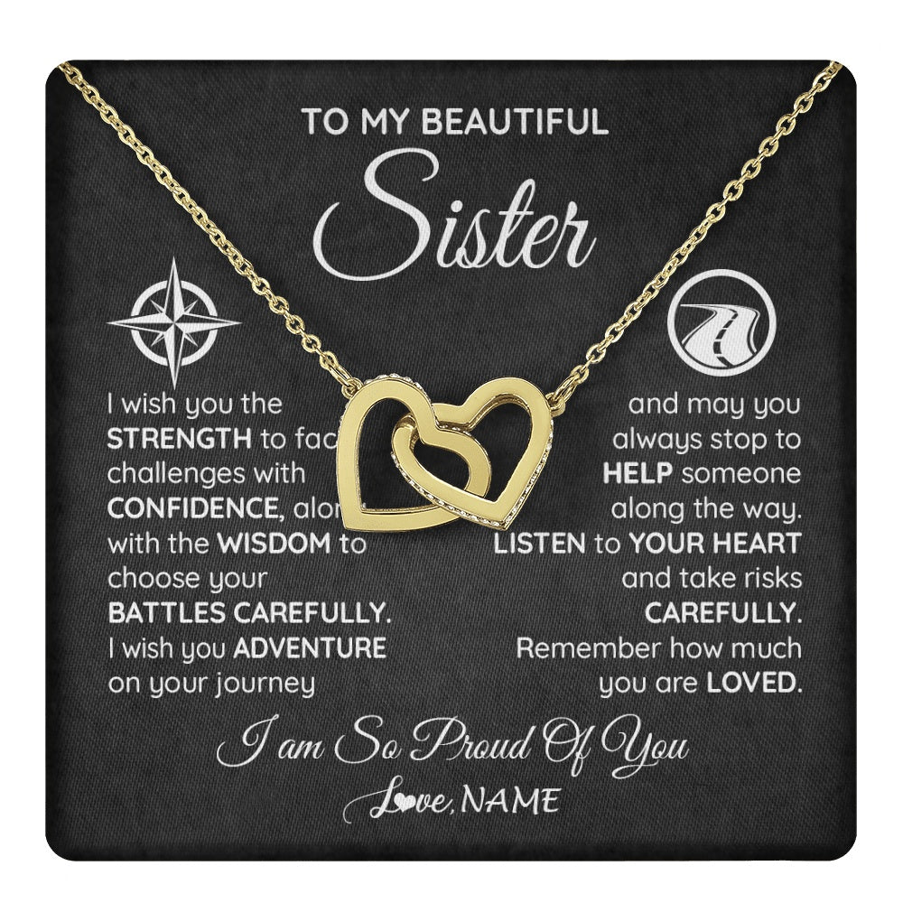 Personalized To My Sister Necklace From Brother I Wish You The Strength Sister Birthday Graduation Inspirational Customized Gift Box Message Card