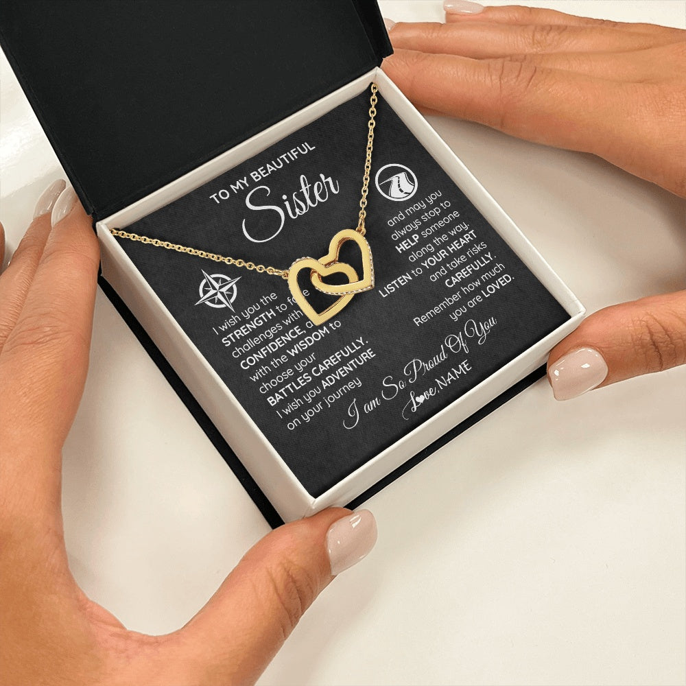 Personalized To My Sister Necklace From Brother I Wish You The Strength Sister Birthday Graduation Inspirational Customized Gift Box Message Card