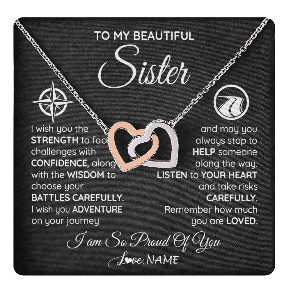 Personalized To My Sister Necklace From Brother I Wish You The Strength Sister Birthday Graduation Inspirational Customized Gift Box Message Card