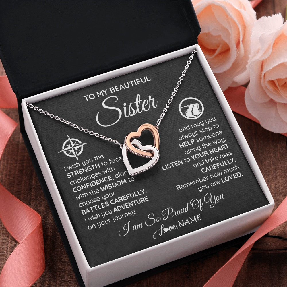 Personalized To My Sister Necklace From Brother I Wish You The Strength Sister Birthday Graduation Inspirational Customized Gift Box Message Card