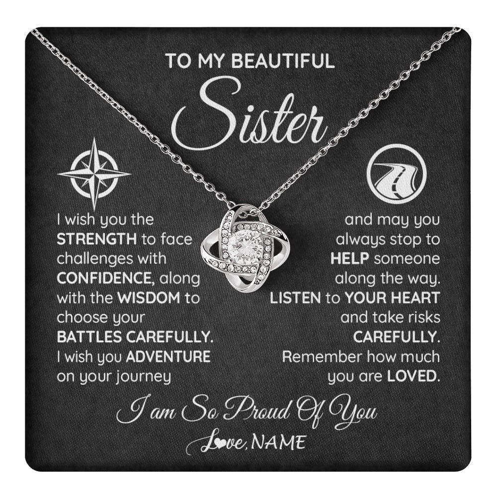 Personalized To My Sister Necklace From Brother I Wish You The Strength Sister Birthday Graduation Inspirational Customized Gift Box Message Card