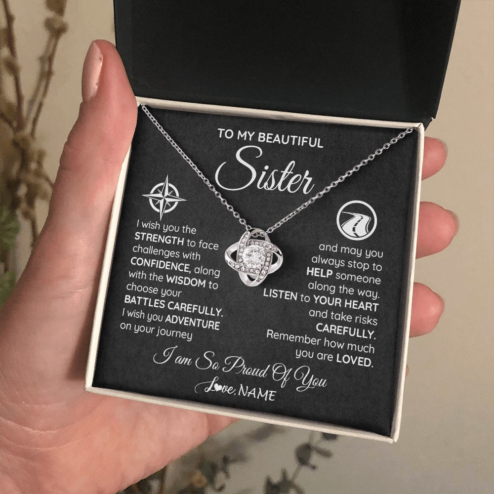 Personalized To My Sister Necklace From Brother I Wish You The Strength Sister Birthday Graduation Inspirational Customized Gift Box Message Card