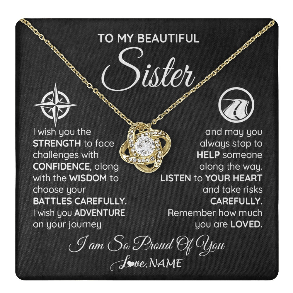 Personalized To My Sister Necklace From Brother I Wish You The Strength Sister Birthday Graduation Inspirational Customized Gift Box Message Card